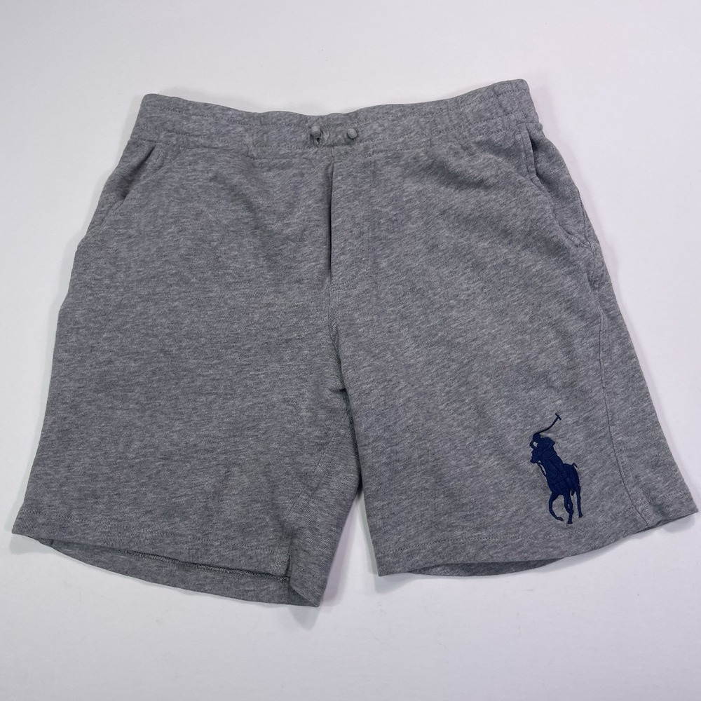 Polo Ralph Lauren Sweat Shorts Boy's Large Gray Big Pony Casual Adjustable 28x7